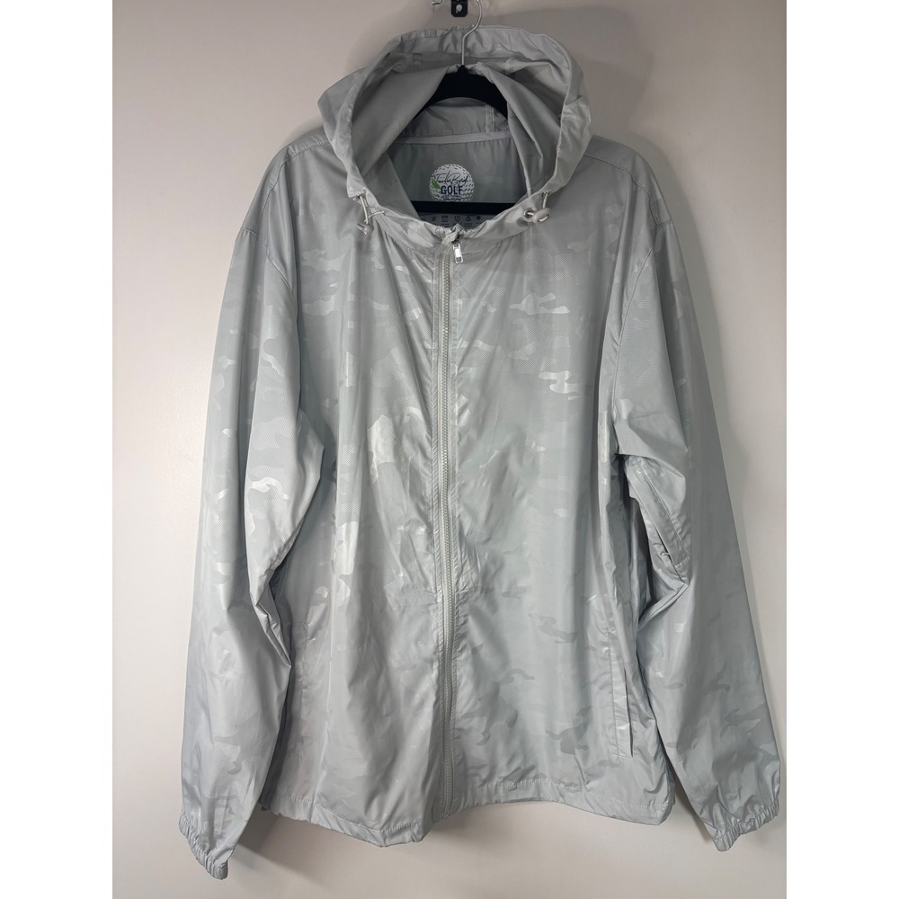 Tailor Byrd Golf XXL Windbreaker Jacket Gray Camouflage Hooded Lightweight‎